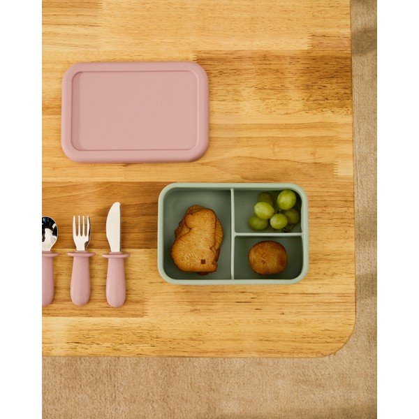 Rožnata/turkizna silikonska otroška posoda za malico Lili – Kave Home-image-1