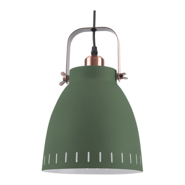 Zelena viseča svetilka z bakrenimi detajli Leitmotiv Mingle, ⌀ 26,5 cm