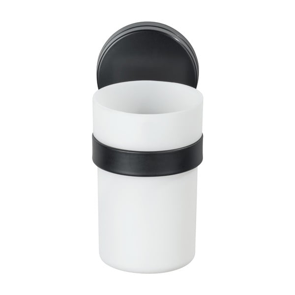 Črno-bela stenska posodica za zobne ščetke Wenko Static-Loc® Plus-image-1