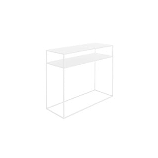 Bela kovinska konzolna mizica s polico po meri Oblika Tensio, 100 x 35 cm