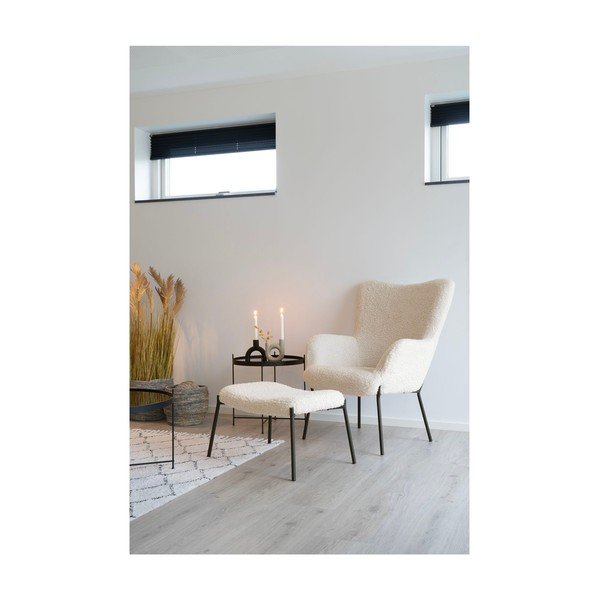 Kremno bel tabure iz umetnega krzna Glasgow – House Nordic-image-4