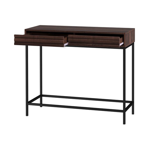 Temno rjava stranska mizica z mizno ploščo v orehovem dekorju 35x90 cm Celine – Støraa