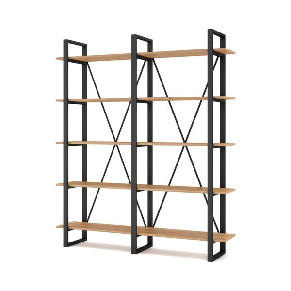 Črn/naravni regal v hrastovem dekorju 150x180 cm Aviva – Marckeric-image-3