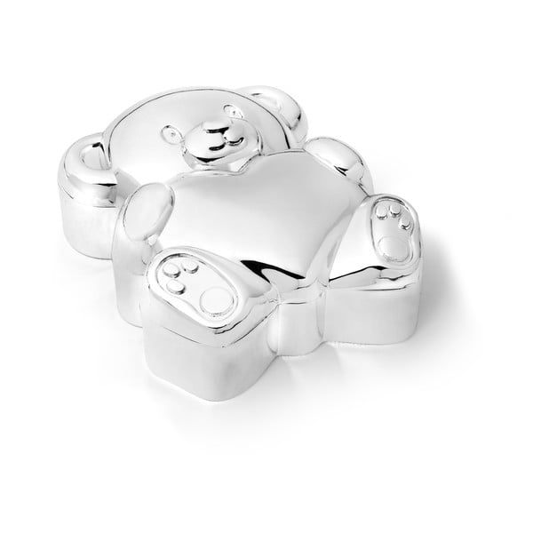 Kovinska škatlica za prvi mlečni zob v sijajno srebrni barvi 6x5x2 cm Bear with Heart – Zilverstad-image-3