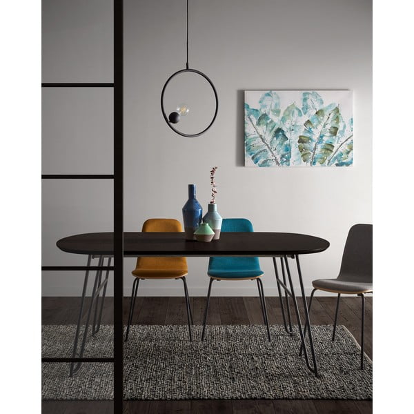 Temno rjava raztegljiva jedilna miza z mizno ploščo v jesenovem dekorju 100x170 cm Milian – Kave Home-image-1