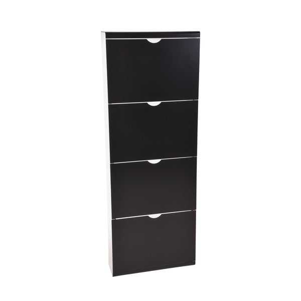 Črna kovinska preklopna omarica za čevlje 51x138x16 cm – Household Pleasure-image-3