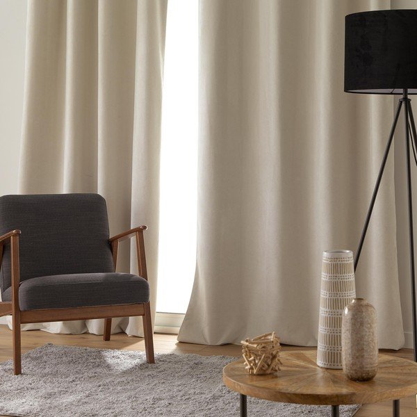 Bež žametna zavesa 140x260 cm Olympe – douceur d'intérieur-image-1