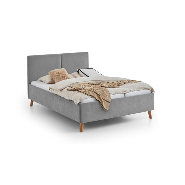 Siva oblazinjena zakonska postelja z letvenim dnom 140x200 cm Piano – Meise Möbel-image-4