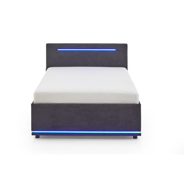 Temno siva oblazinjena otroška postelja s prostorom za shranjevanje z letvenim dnom 120x200 cm Circle – Meise Möbel-image-3