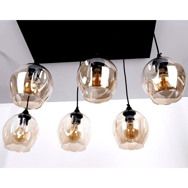 Črna viseča svetilka s steklenim senčnikom 33x67 cm Aspa - Candellux Lighting-image-3