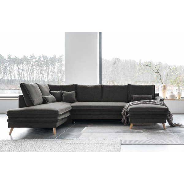 Temno siva raztegljiva kotna sedežna garnitura (levi kot/v obliki črke "U") Charming Charlie – Miuform-image-4