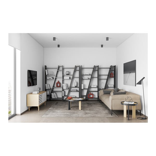 Mat črna knjižna omara TemaHome Delta-image-4