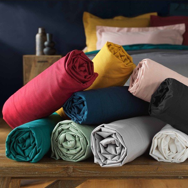 Modrozelena napenjalna bombažna rjuha 90x190 cm Lina – douceur d'intérieur-image-4