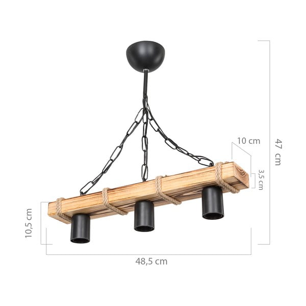 Stropna svetilka v črni in naravni barvi 10,5x48,5 cm - Squid Lighting-image-3