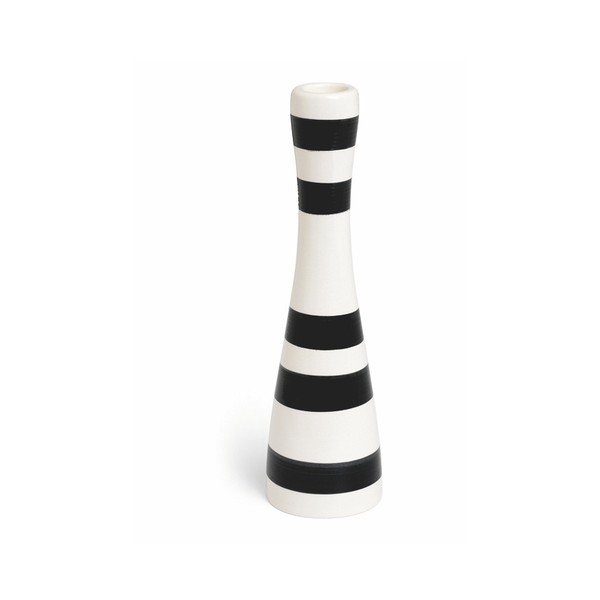 Črno-beli lončeni svečnik Kähler Design Omaggio, višina 24 cm
