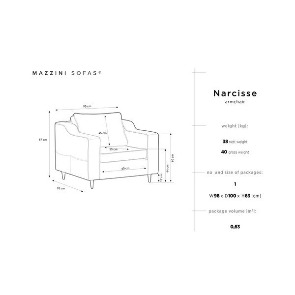 Antracitno siv fotelj Mazzini Zofe Narcisse-image-2