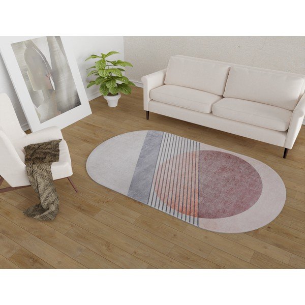Svetlo rožnata/svetlo siva pralna preproga 120x180 cm Oval – Vitaus-image-1