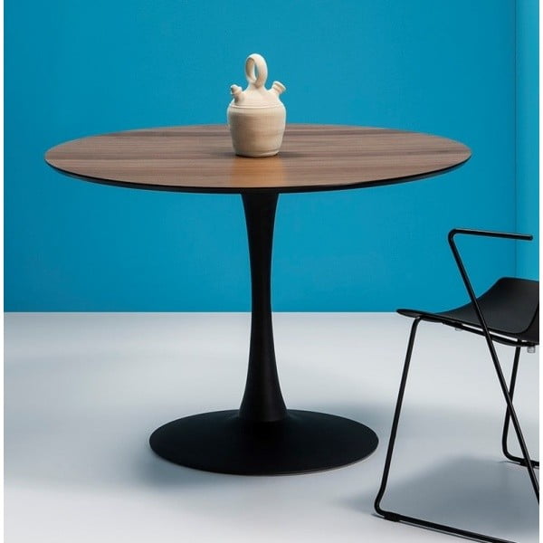 Okrogla jedilna miza s ploščo v orehovem dekorju Marckeric Oda, ⌀ 110 cm-image-3