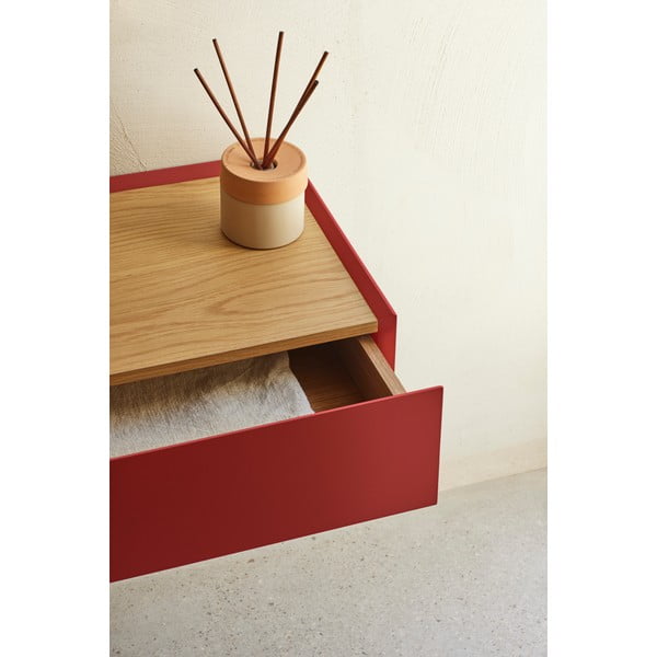 Rdeča stenska nočna omarica v hrastovem dekorju Arista – Teulat-image-2