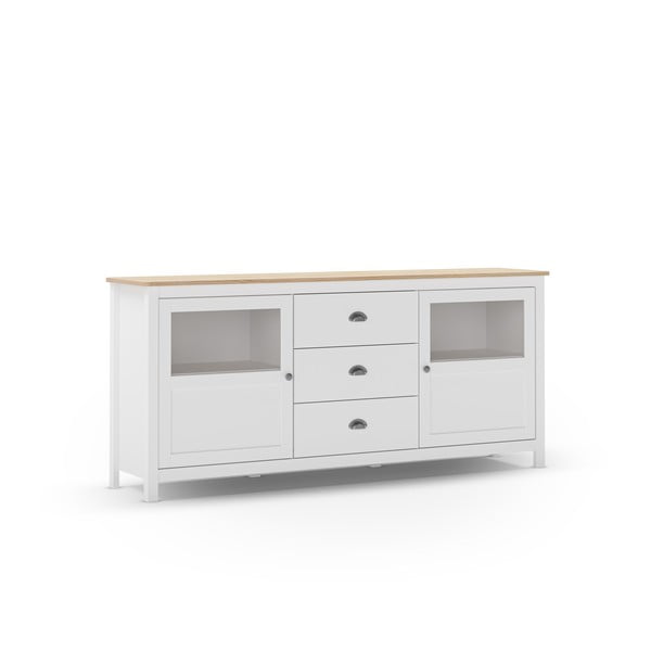 Bela nizka komoda iz masivnega bora 180x80 cm Misti – Marckeric-image-4