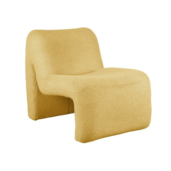 Oker rumen fotelj iz tkanine bouclé Fuerza – Leitmotiv