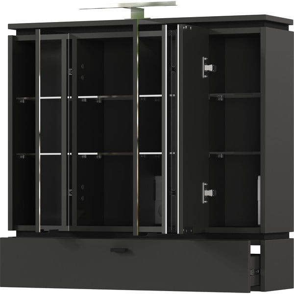 Antracitno siva kopalniška omarica z ogledalom in lučjo 79x80 cm Modesto – Germania-image-2