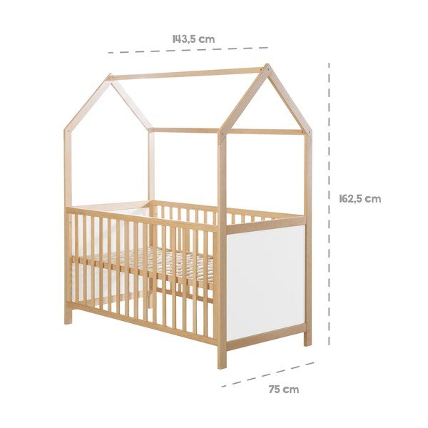 Otroška posteljica v beli in naravni barvi 70x140 cm – Roba-image-4
