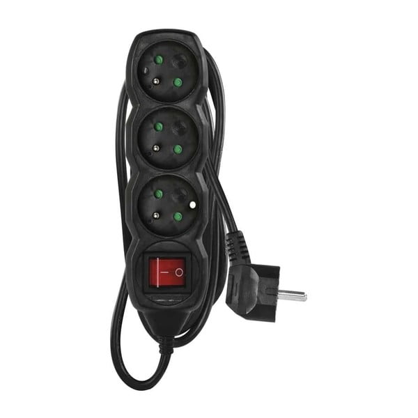 Črn podaljšek s 3 vtičnicami in stikalom EMOS, 3 m-image-3