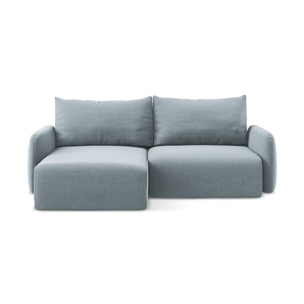 Modra žametna raztegljiva/s prostorom za shranjevanje kotna sedežna garnitura (levi kot/z ležalnikom) Kalena – Makamii