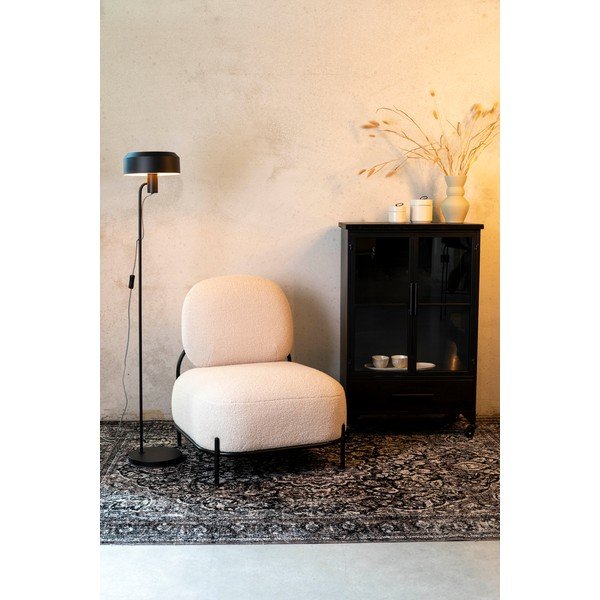 Kremno bel fotelj iz tkanine bouclé Polly – White Label-image-1