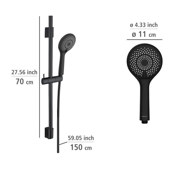 Črna tuš garnitura iz nerjavečega jekla 70 cm Water Saving – Wenko-image-1