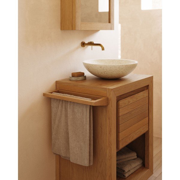 Nizka omarica za pod umivalnik iz masivnega tika 60x80 cm Saula – Kave Home-image-3