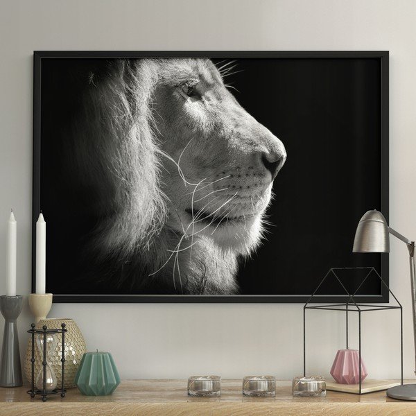 Črno-bel plakat DecoKing Levji kralj, 50 x 40 cm-image-1