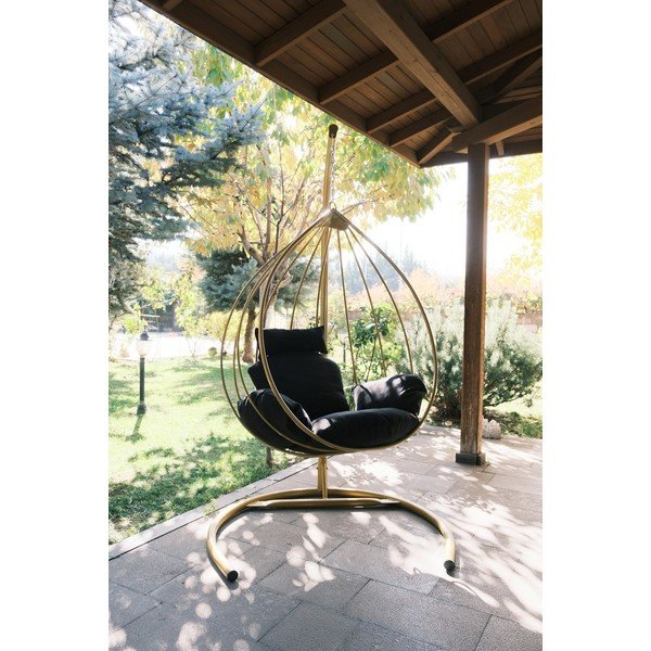 Zlato-črn viseči vrtni fotelj Damla – Floriane Garden-image-2