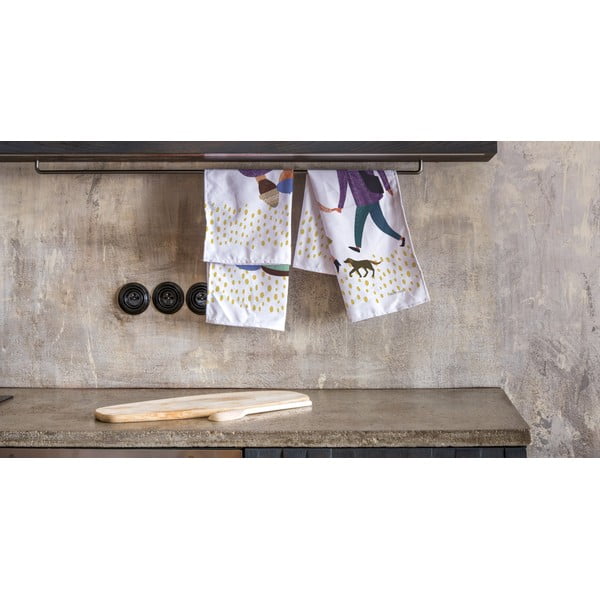 Set 2 belih bombažnih kuhinjskih brisač Butter Kings Family, 50 x 70 cm-image-1