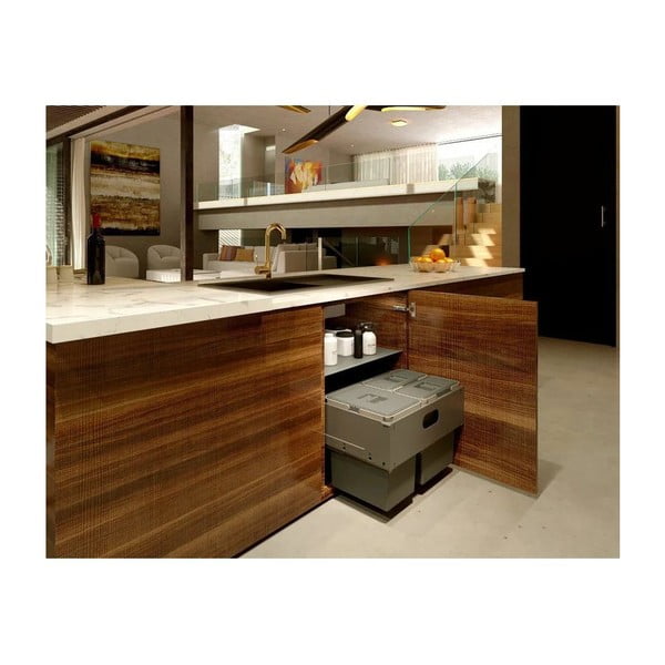 Siv plastičen izvlečni koš za smeti za ločevanje odpadkov 42 l Block U-Sink 2.0 – Elletipi-image-1