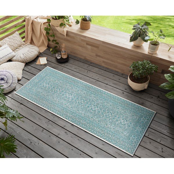 Turkizno-bež zunanji tekač NORTHRUGS Cuadrado, 70 x 200 cm-image-1