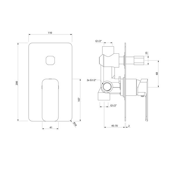 Vgrajena armatura za tuš v sijajno srebrni barvi (2 izhoda) Spy – Sapho-image-1