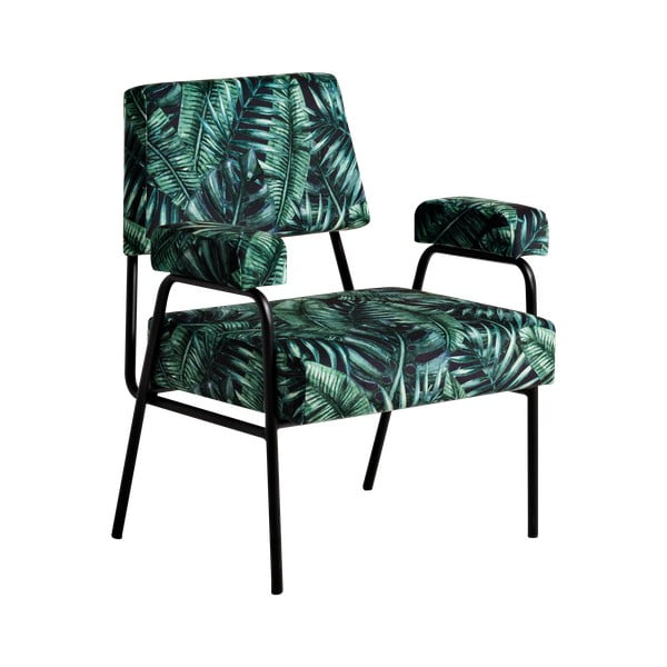 Temno zelen fotelj z vzorcem Custom Form Simple Tropicalvives