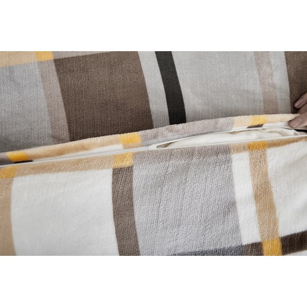 Sivo-rjava enojna posteljnina iz mikropliša 140x200 cm – My House-image-2