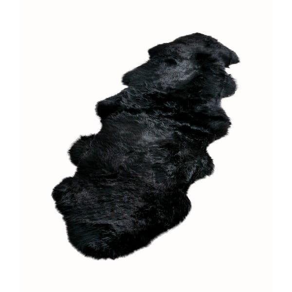Črna preproga iz ovčje kože Native Natural Double, 60 x 240 cm