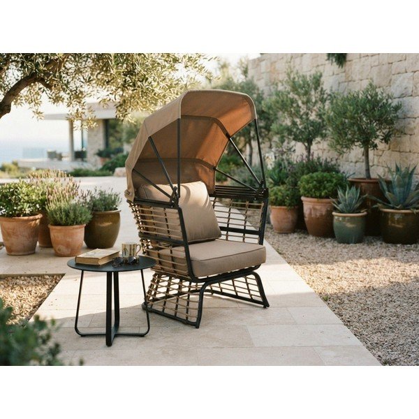 Bež kovinski vrtni fotelj Paros – Garden Pleasure-image-1