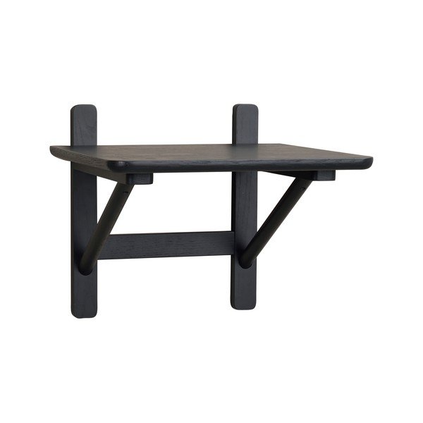 Črna nočna omarica v hrastovem dekorju s policami Camrose - Rowico-image-2