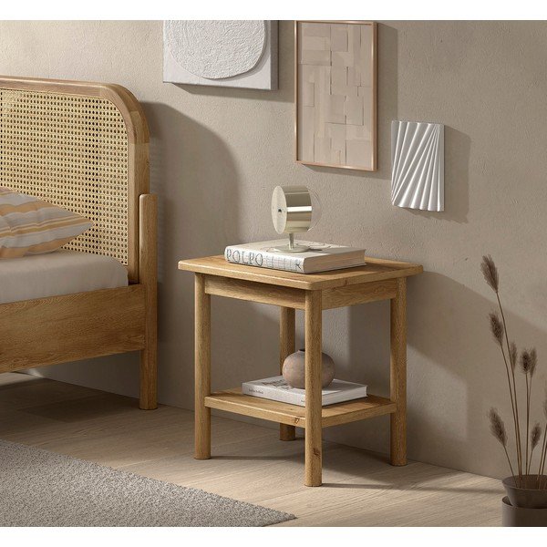 Nočna omarica iz masivnega hrasta v naravni barvi Olive – Vipack-image-1