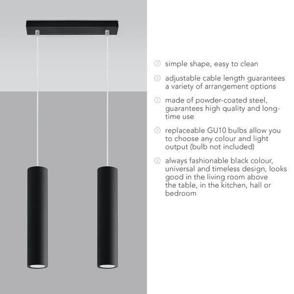 Črna kovinska viseča svetilka Castro – Sollux-image-4