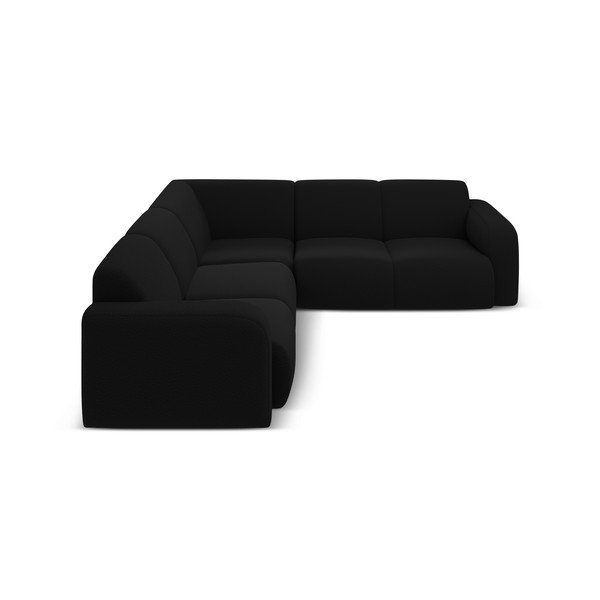 Črna kotna sedežna garnitura iz tkanine bouclé (s kotom po izbiri/v obliki črke L) Molino – Micadoni Home