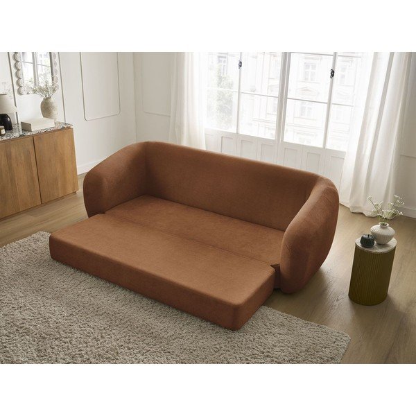 Oranžna raztegljiva sedežna garnitura iz šenilje 228 cm Neyo – Bobochic Paris-image-1