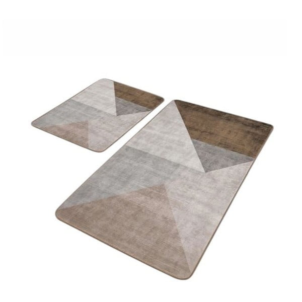 Sivo-rjave žametne kopalniške preproge v kompletu 2 ks 60x100 cm – Mila Home
