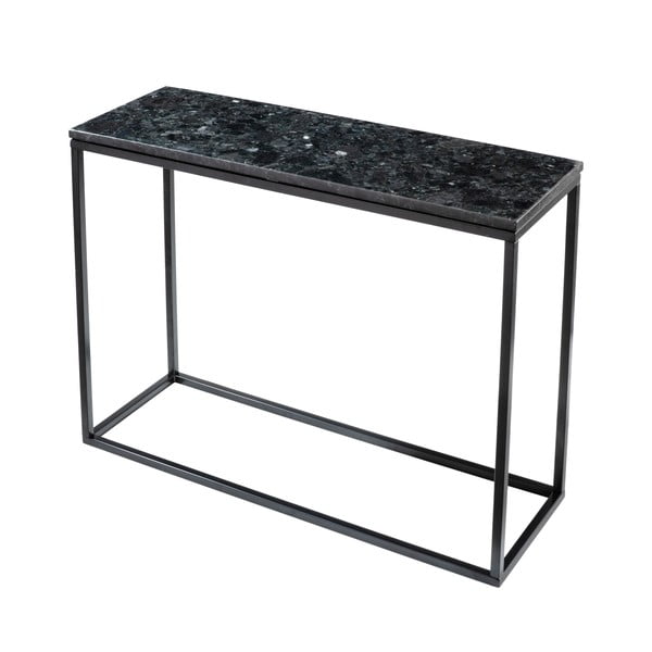 Konzolna mizica iz črnega granita s podnožjem v črni barvi, dolžina 100 cm