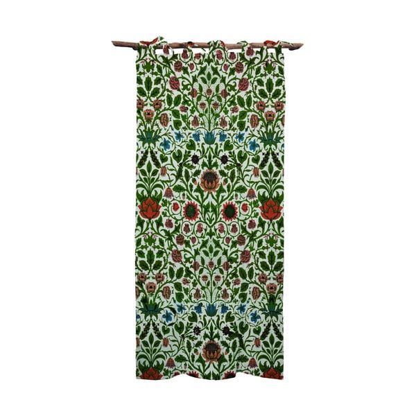 Zelena zavesa iz lanene mešanice Tierra Bella Williams Garden, 140 x 270 cm